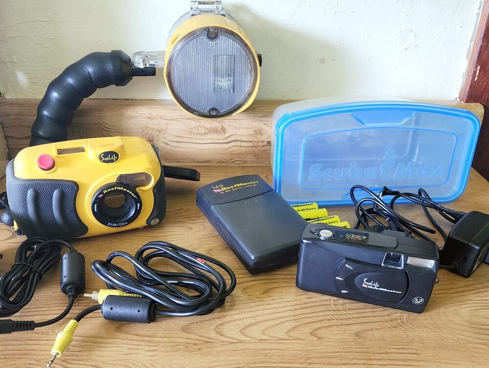 SeaLife ReefMaster Underwater Camera Ext. Flash Battery Charger & Extras READ